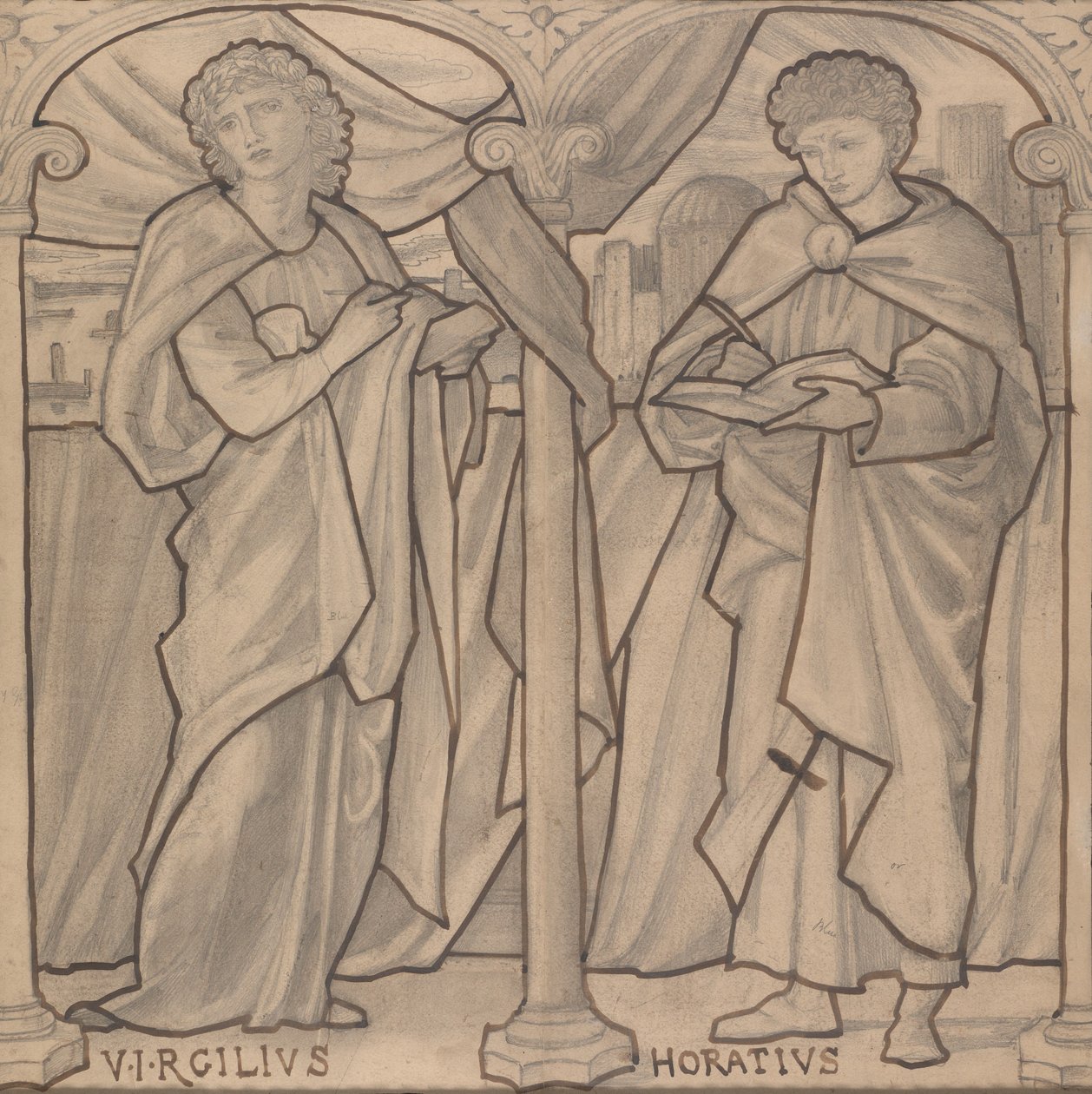 Preparatory Design for a Stained Glass Window, Virgil and Horace by Edward Burne-Jones