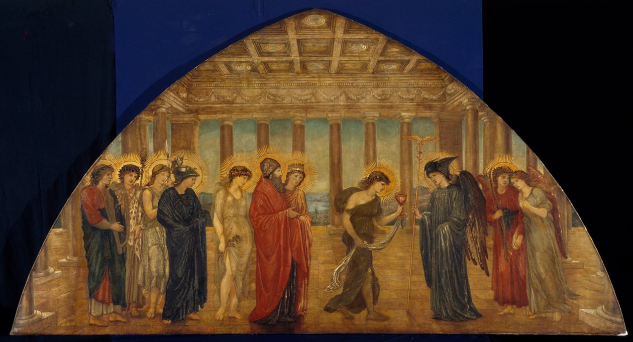 Cupid and Psyche - Palace Green Murals - Psyche entering the Portals of Olympus by Edward Burne Jones
