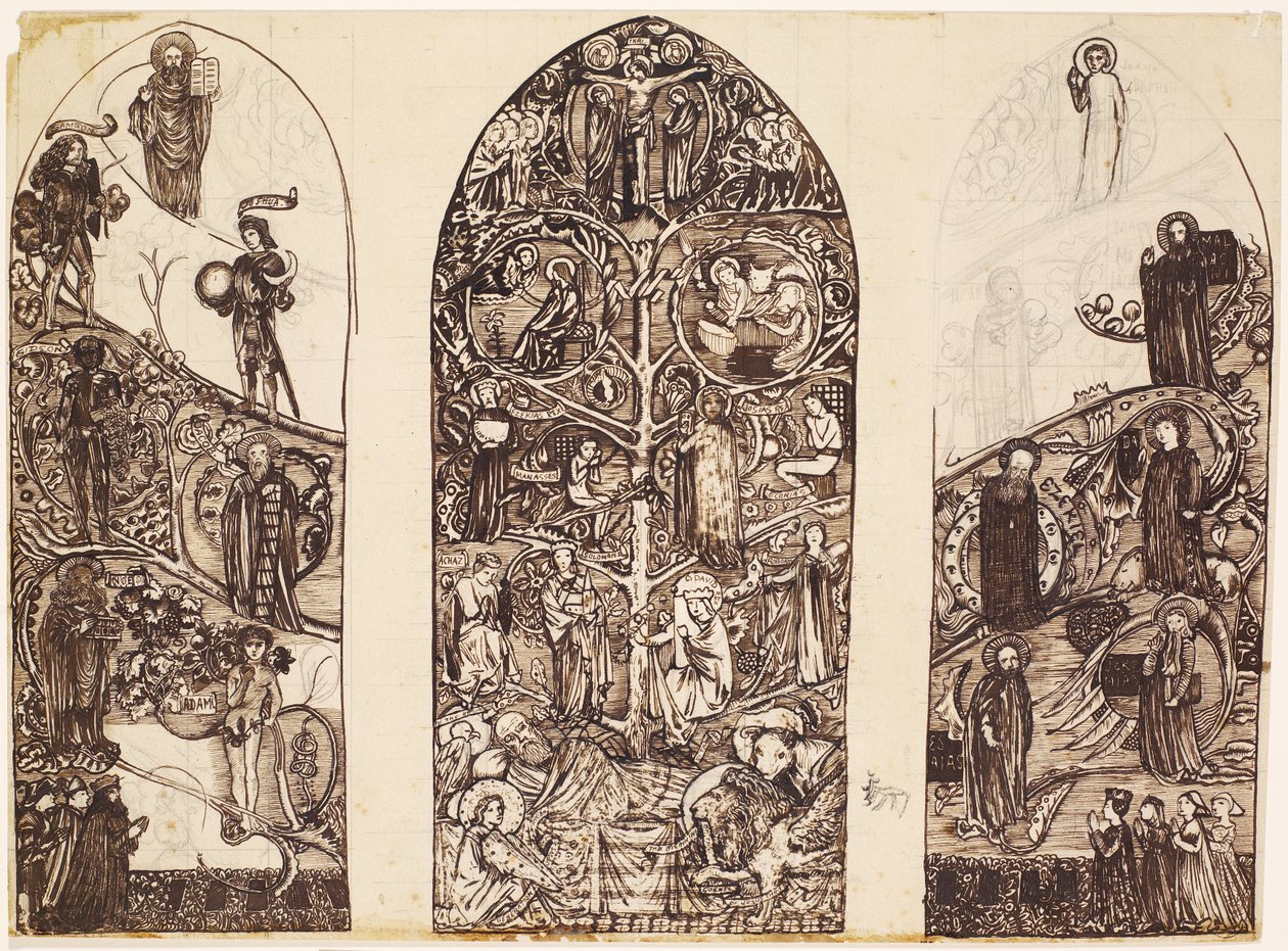 The Tree of Jesse, design for stained glass at Waltham Abbey, produced by Powell & Co. by Edward Burne Jones