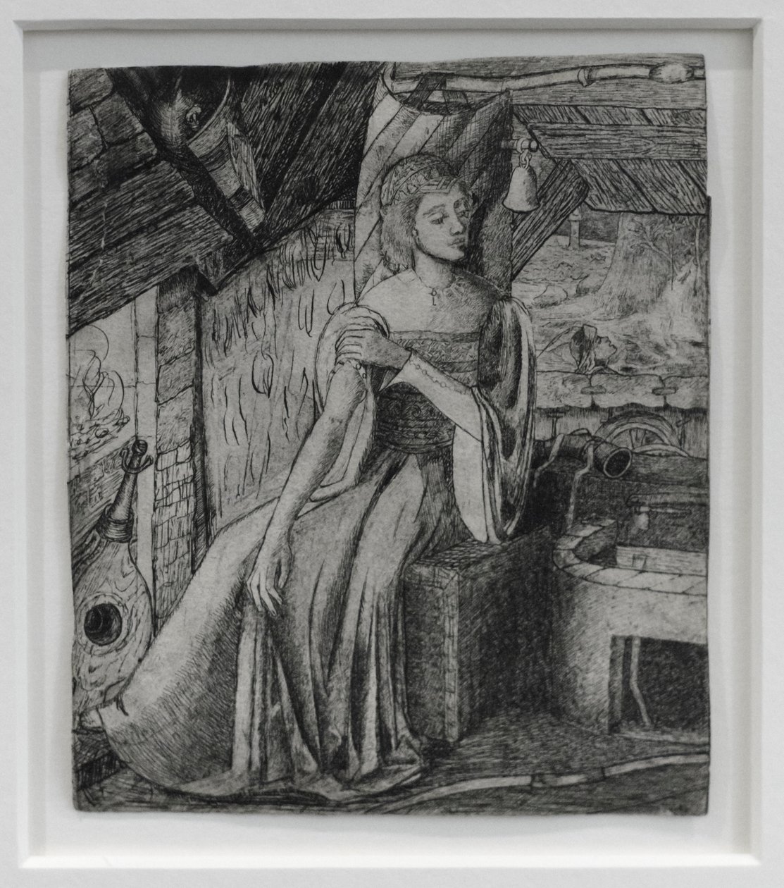 Unidentified Subject, Possibly Cupid’s Daughter by His Forge (c.1857) by Edward Coley Burne Jones