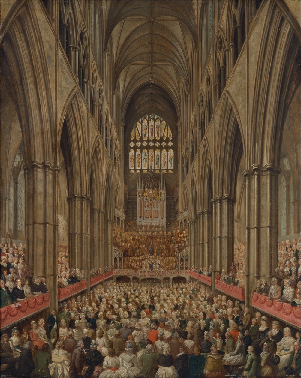 Interior View of Westminster Abbey on the Commemoration of Handel, Taken from the Manager