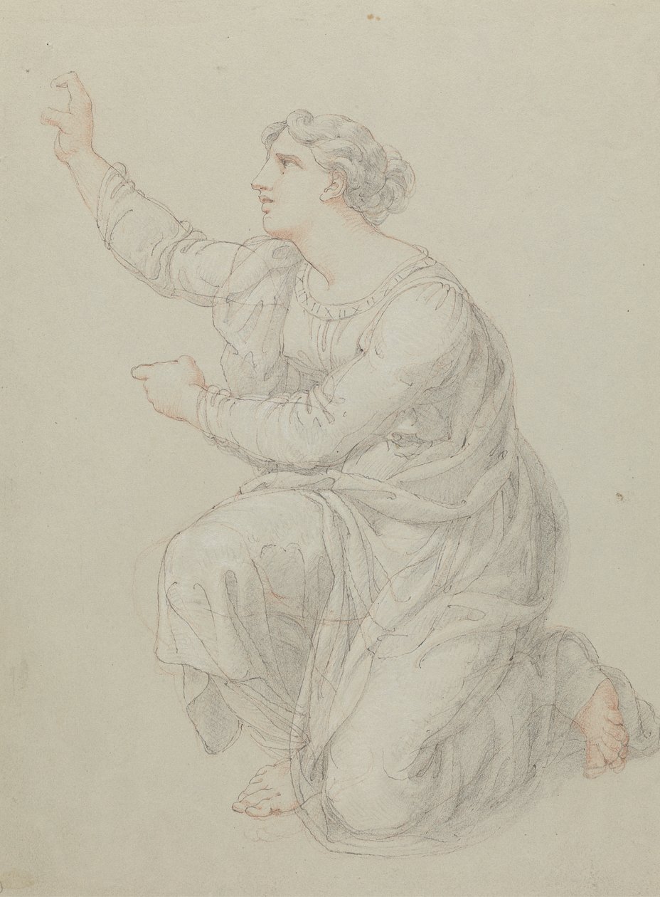 Study for the Kneeling Figure of Priscilla by Edward Francis Burney