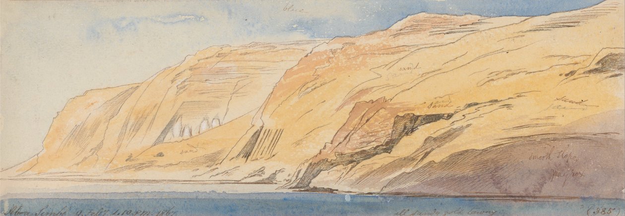 Abu Simbel, 1:10 pm, 9 February 1867 by Edward Lear