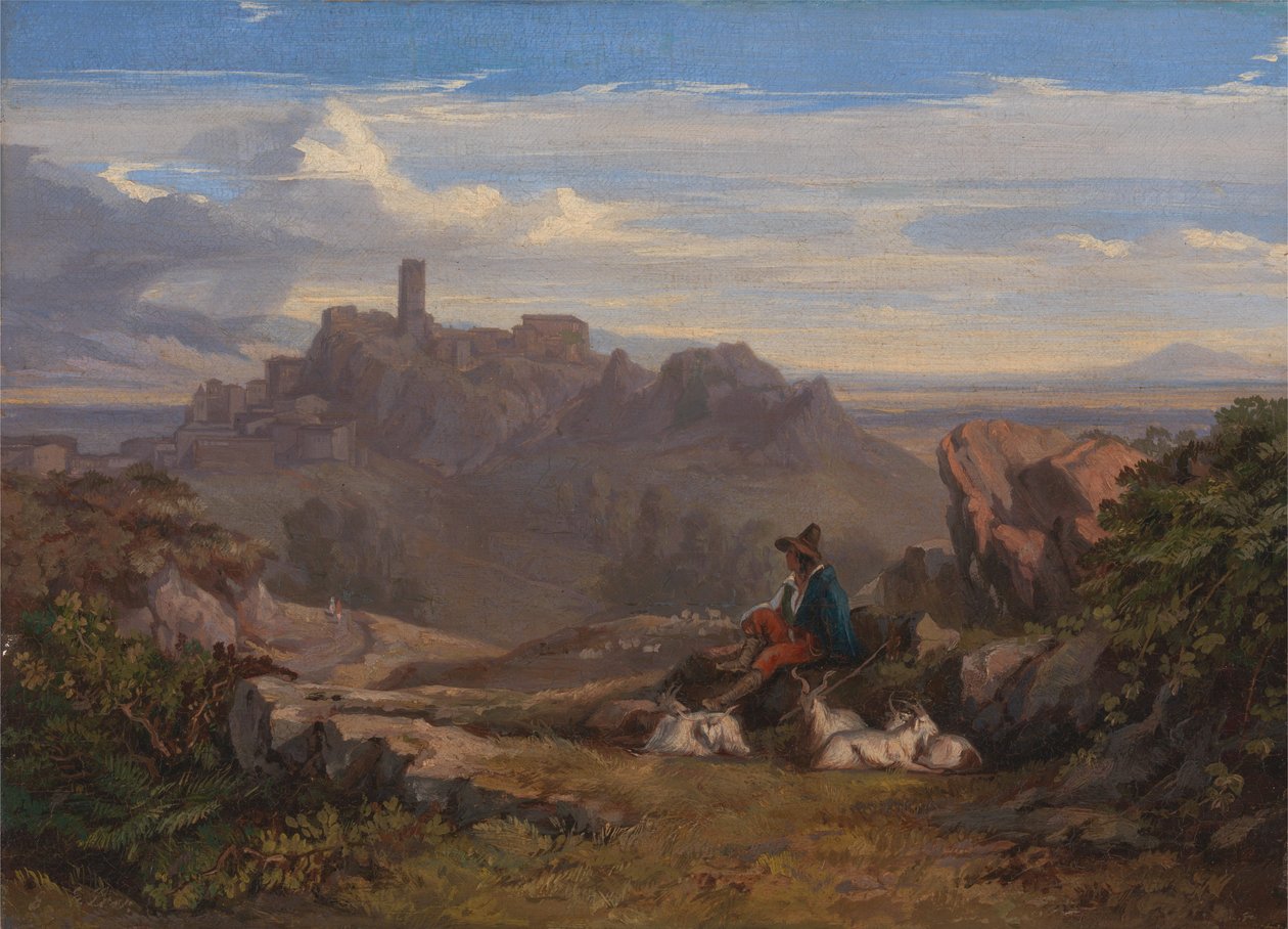Landscape with Goatherd by Edward Lear: Buy fine art print