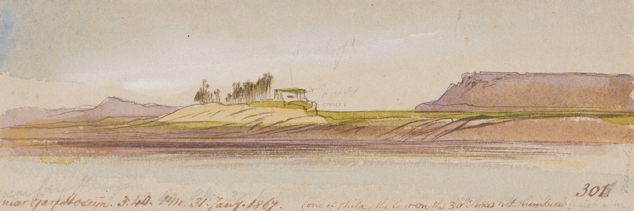 Near Garf Hoseyn; 3:40 P.M., 31 Jan., 1867 (301) by Edward Lear