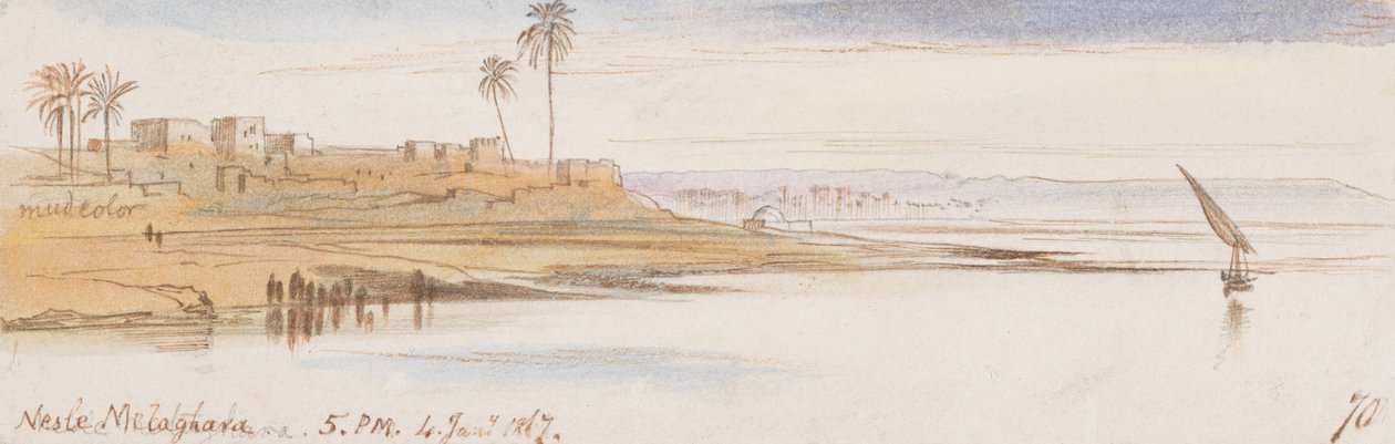 Nesle Melaghara; 5:00 P.M., 4 Jan. 1867 (70) by Edward Lear