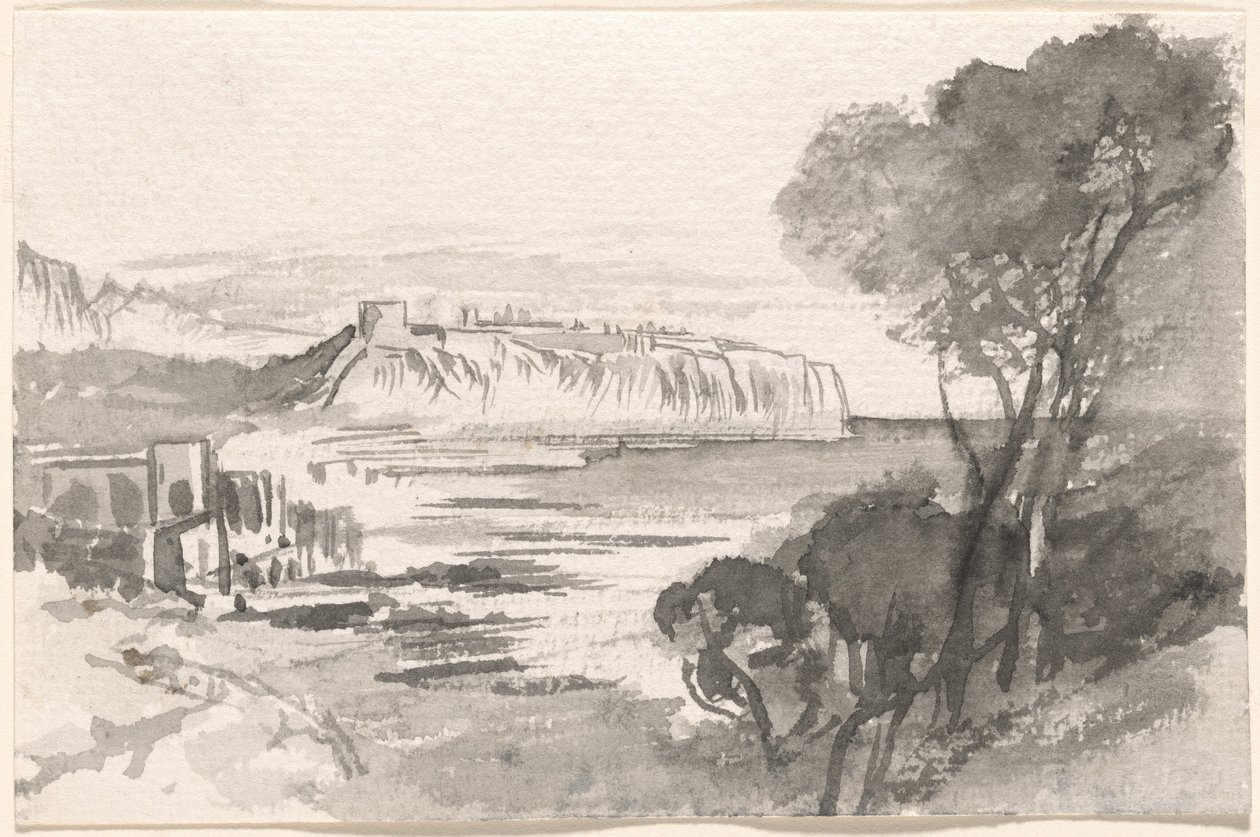 View across a Bay (Monaco) by Edward Lear