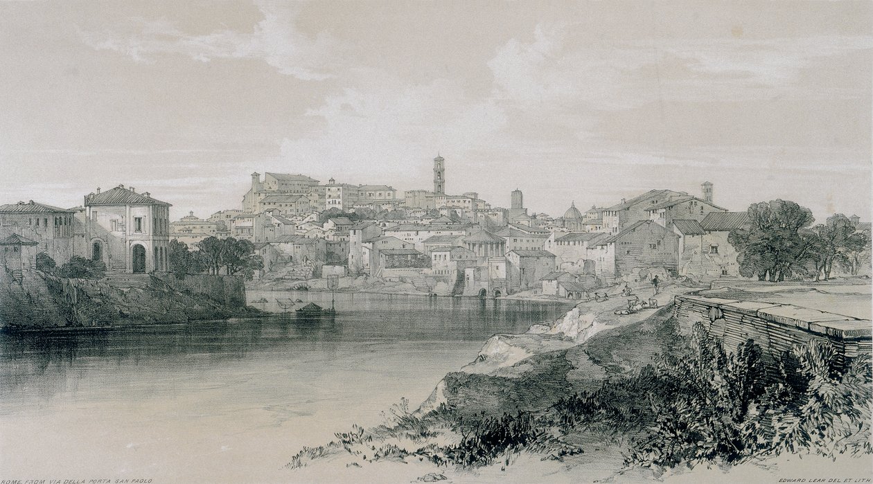 Views in Rome and its environs: Rome from Via Porta San Paolo by Edward Lear