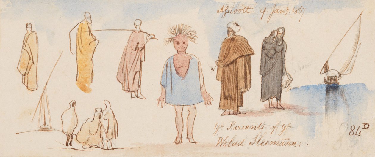 The Pyramids of the Valley of Sleimann; Asyut; 9 Jan. 1867 (84D) by Edward Lear