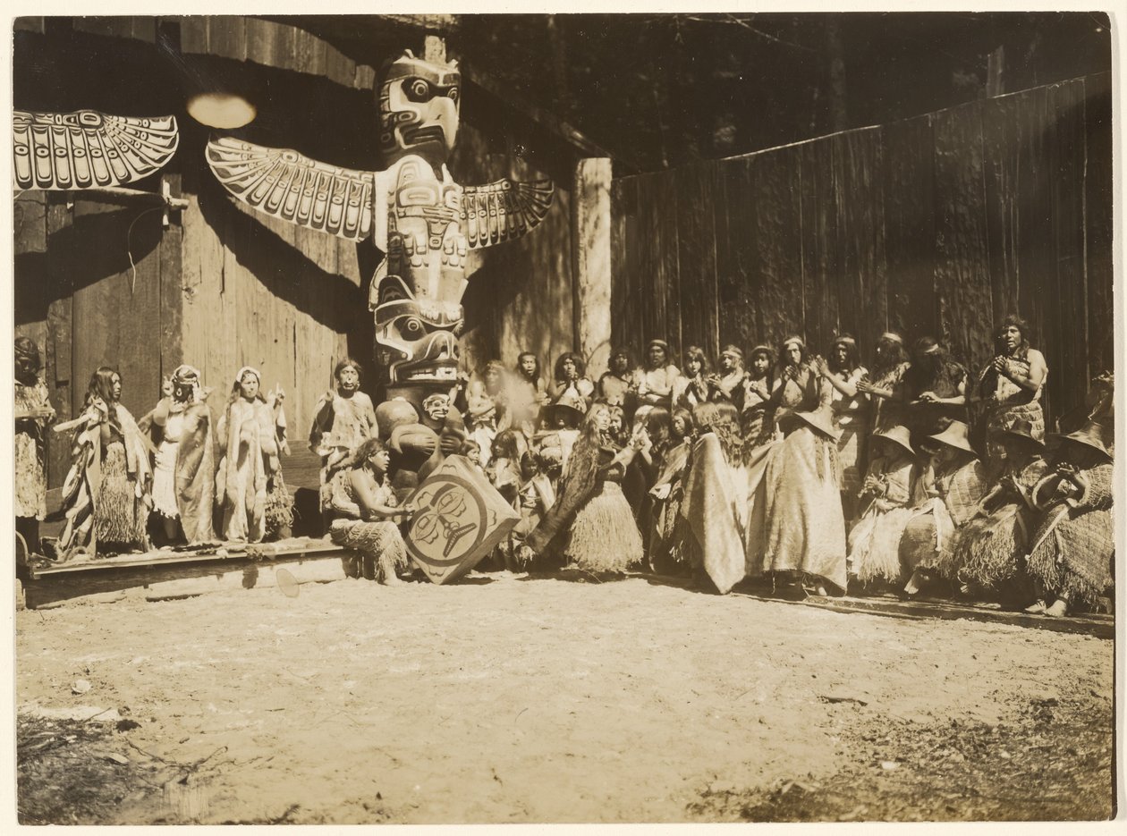 [Banked Thick Against the Walls Was the Motley Throng of Warriors and Their Wives] by Edward S. Curtis