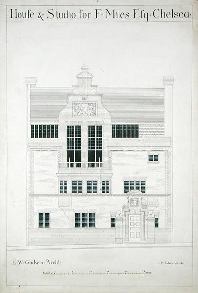 House and Studio for F. Miles Esq, Chelsea, engraved by C.P. Edwards by Edward William after Godwin