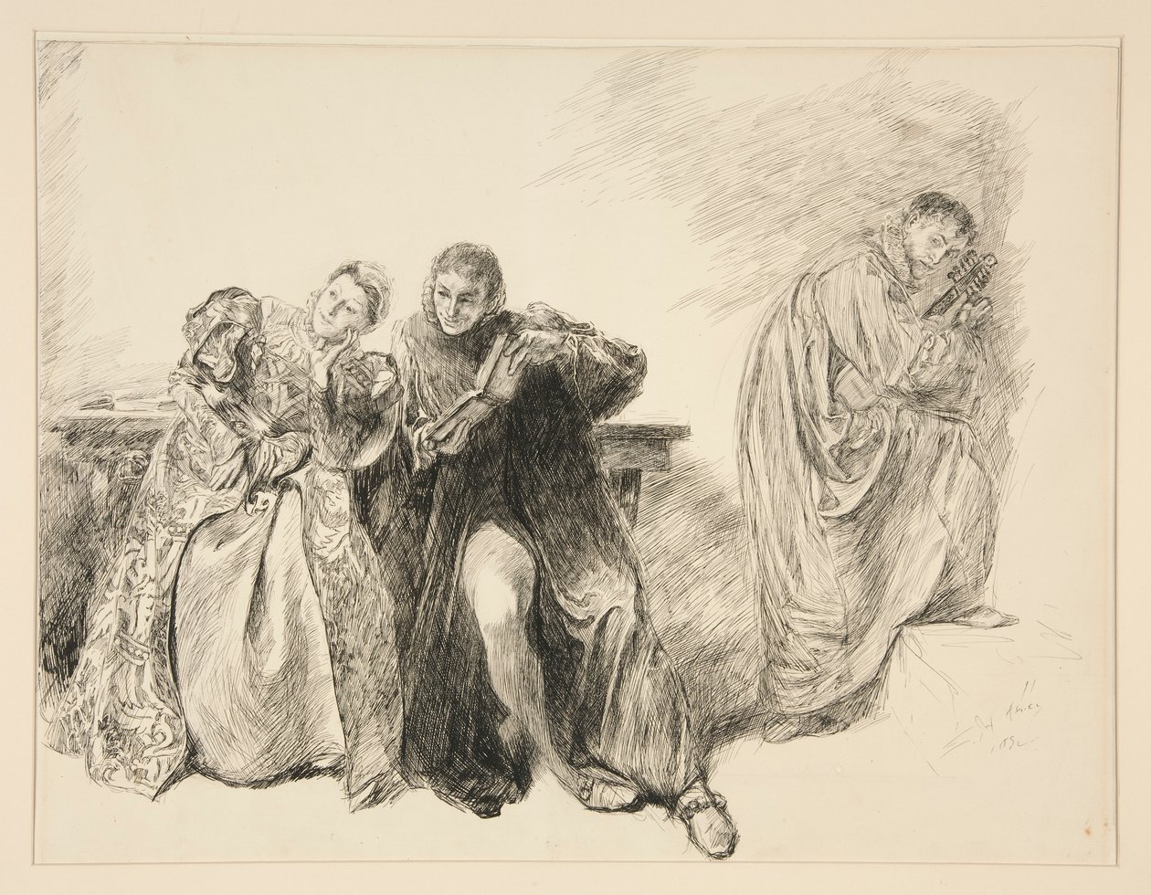 Bianca and Lucentio, from Act III, Scene I, Taming of the Shrew by Edwin Austin Abbey