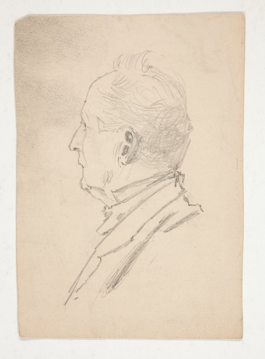 Head of a man (recto); Fragments of sketches (verso) by Edwin Austin Abbey
