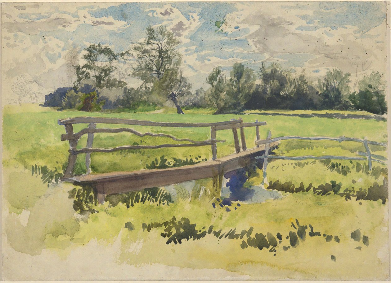Landscape, Marsh and Bridge by Edwin Austin Abbey