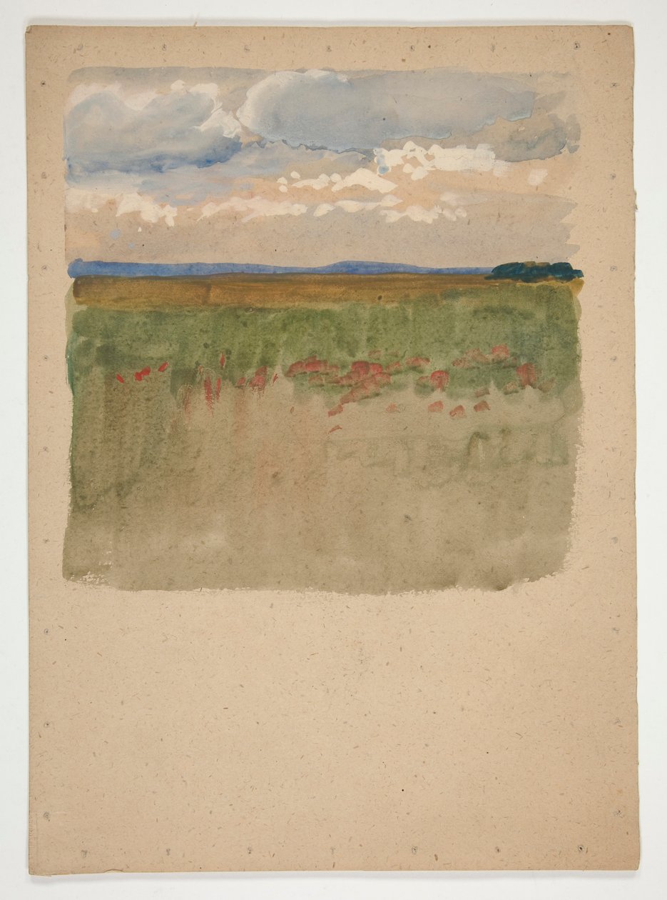 Landscape with field, horizon, sky by Edwin Austin Abbey
