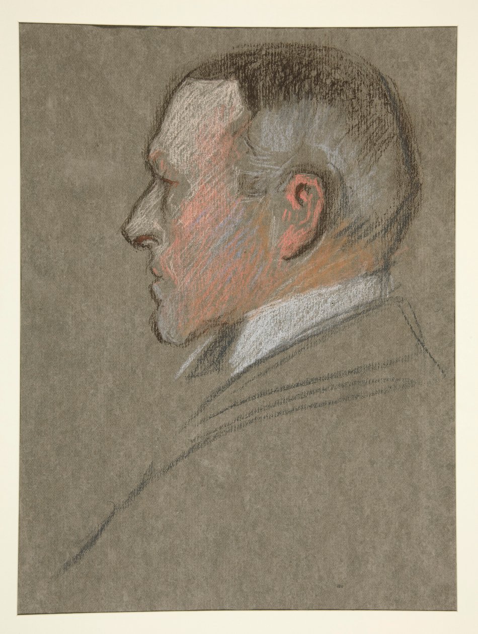 Left profile head of man, for Coronation of Edward VII by Edwin Austin Abbey