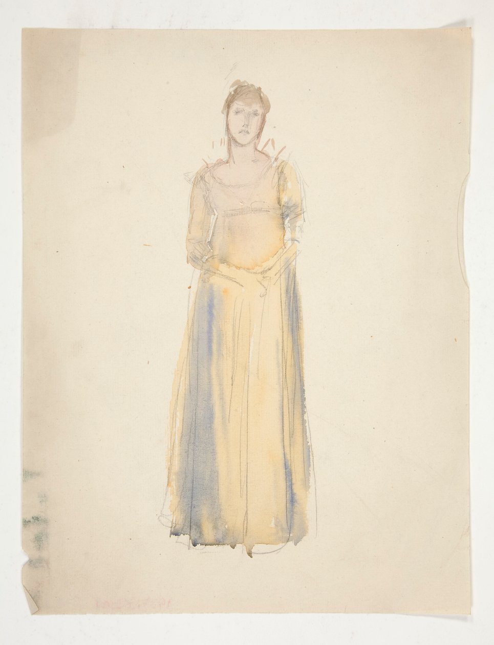 Sketch of a Woman (Dressed in Yellow) - Costume Study for a Play? by Edwin Austin Abbey