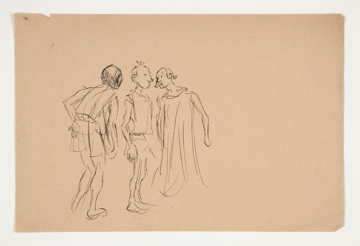 Sketch of three men, from Merchant of Venice by Edwin Austin Abbey