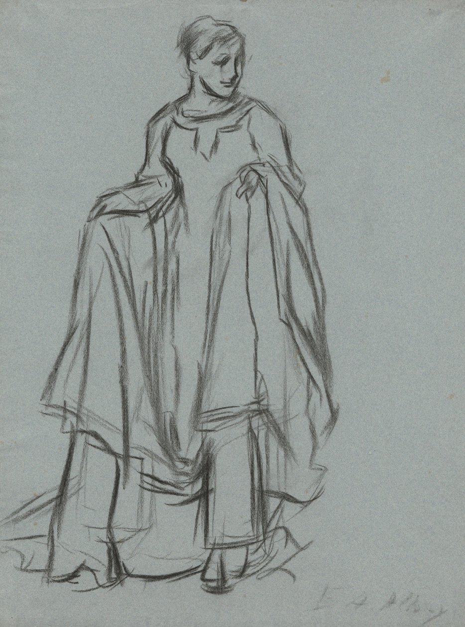 Study for Draped Female, Figure Study for The Quest of the Holy Grail (Series of 15 Paintings for the Boston Public Library, Completed in 1901) by Edwin Austin Abbey