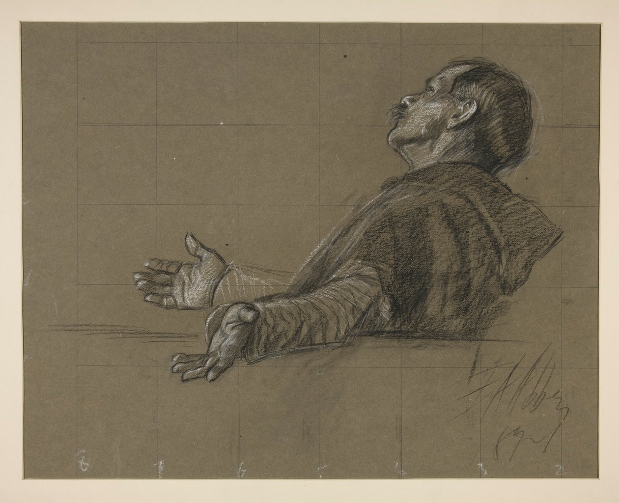 Study of a Robed Figure, for The Quest of the Holy Grail Mural Series at Boston Public Library by Edwin Austin Abbey