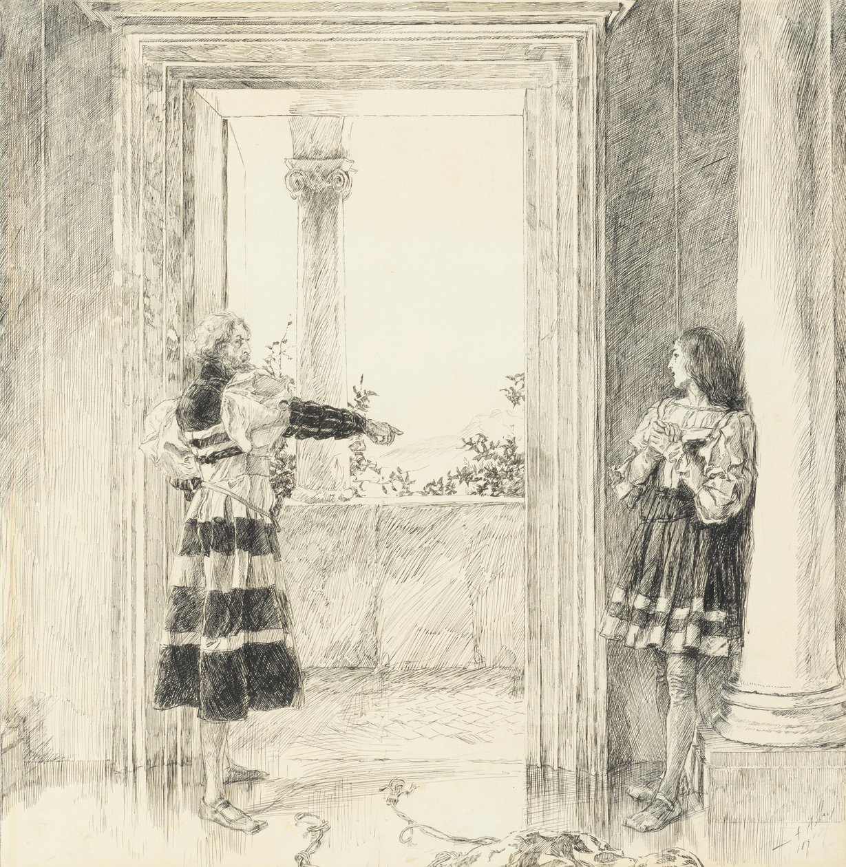The Duke Expels Valentine, from Act III, Scene I, Two Gentlemen of Verona by Edwin Austin Abbey