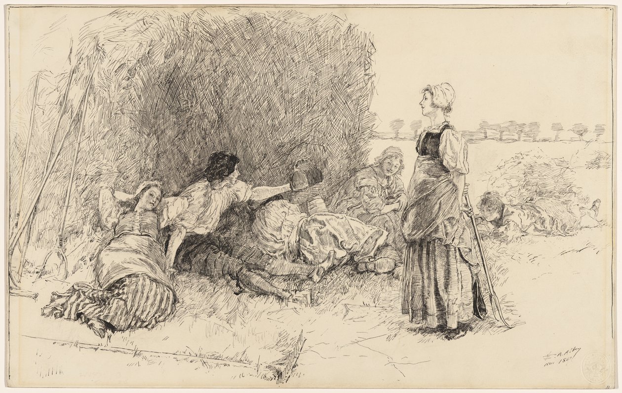 The Harvesters, Illustration to "The Leather Bottèl" by Edwin Austin Abbey