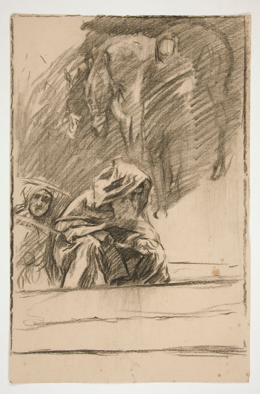Three Figures and Horses by Edwin Austin Abbey