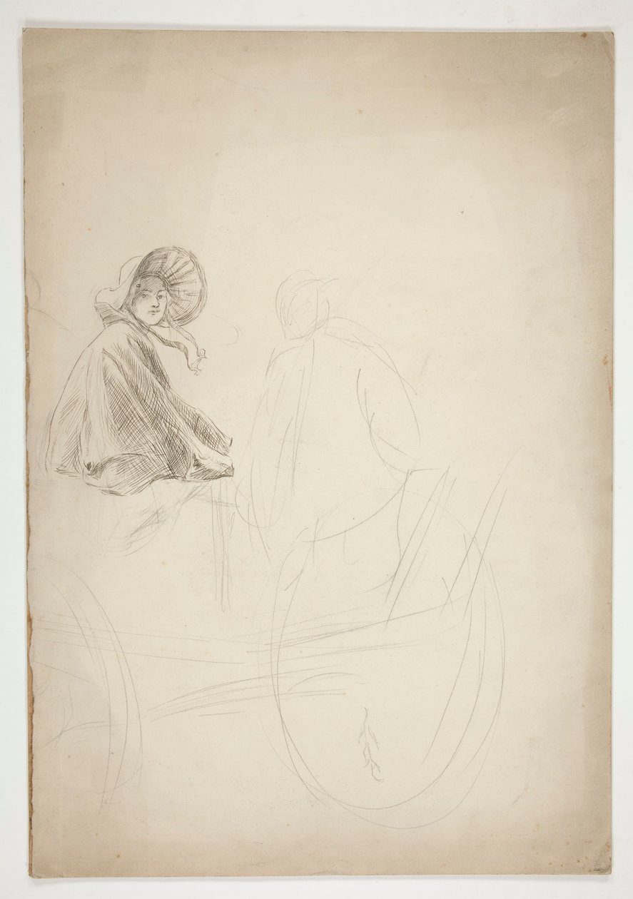 Two Figures Seated on a Cart (unidentified illustration) by Edwin Austin Abbey
