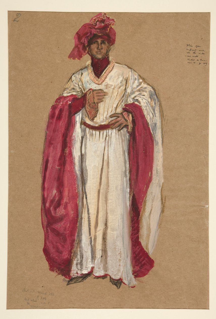 Unidentified Man in a Red Robe, Costume Sketch for King Richard II by Edwin Austin Abbey