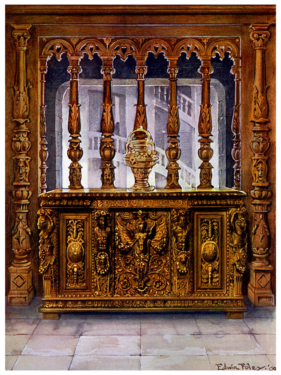 Henry II Carved Coffer or Bahut and Oak Screen of the Same French Period, 1910 by Edwin Foley
