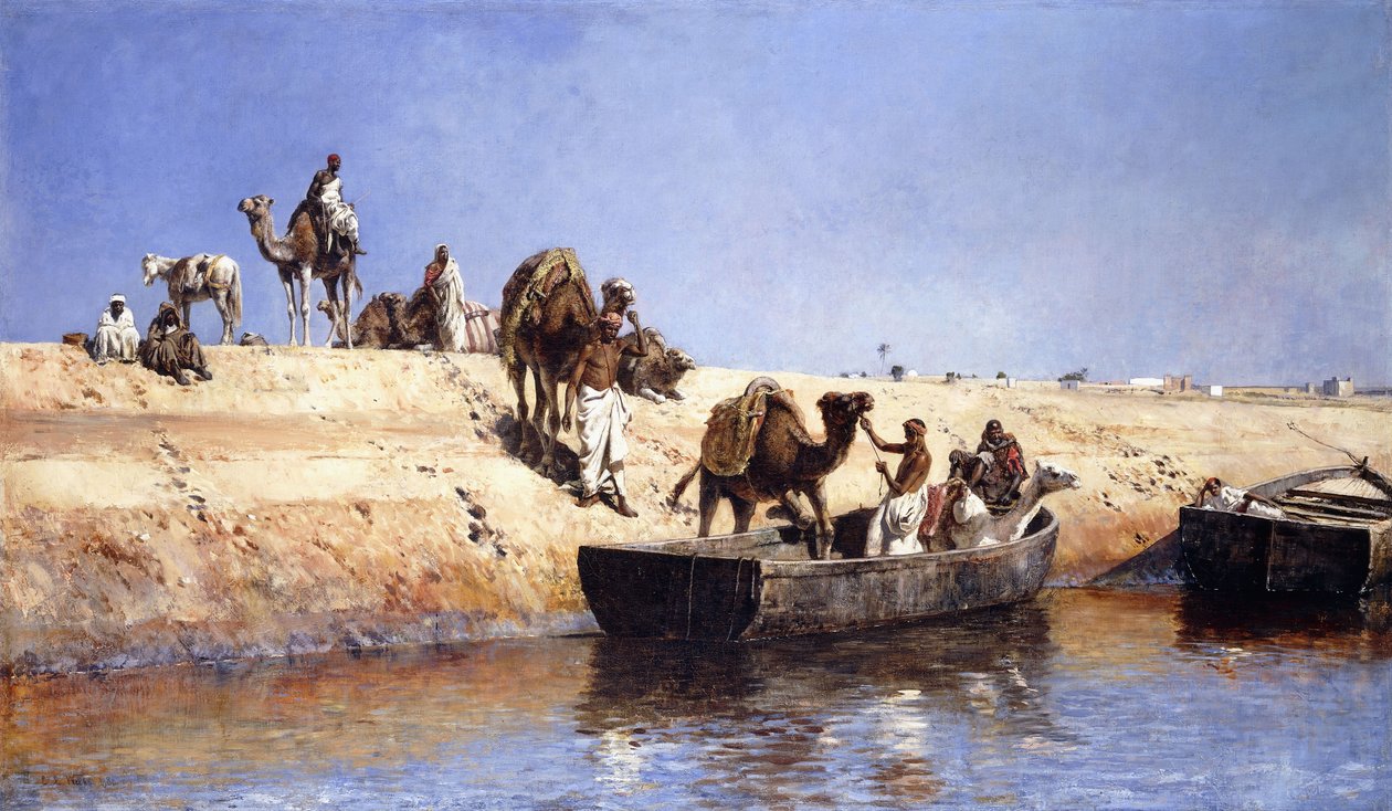 An Embarkment of Camels on the Beach at Sale, Morocco by Edwin Lord Weeks