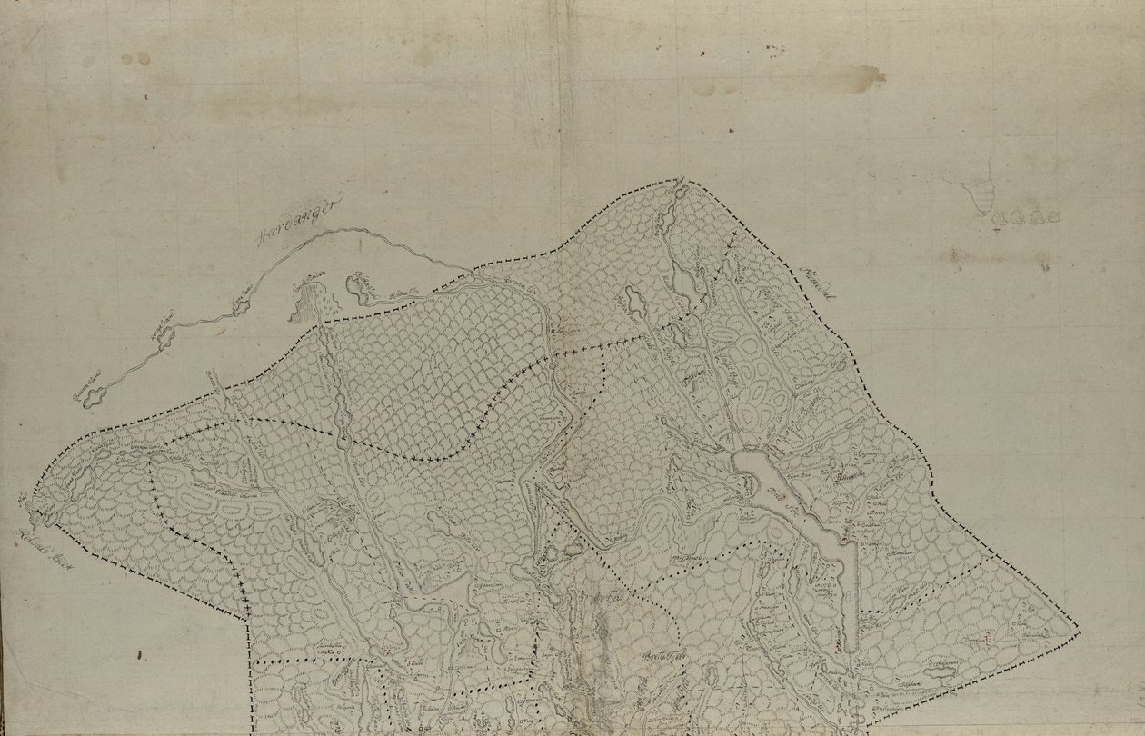 The map is hand-drawn (ca 1780) and shows Telemark