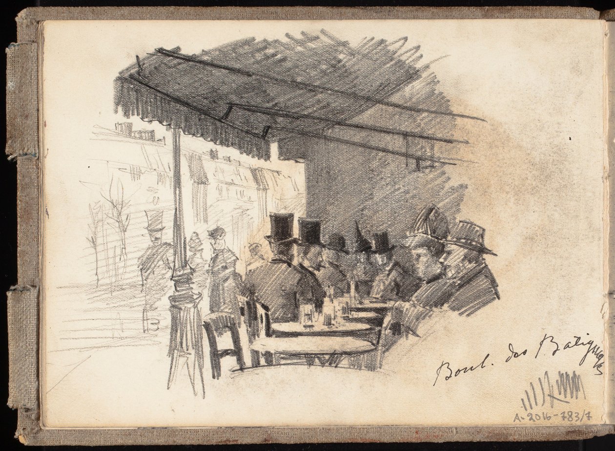Outdoor Café in Paris, Boulevard des Batignolles, page from Järnefelt
