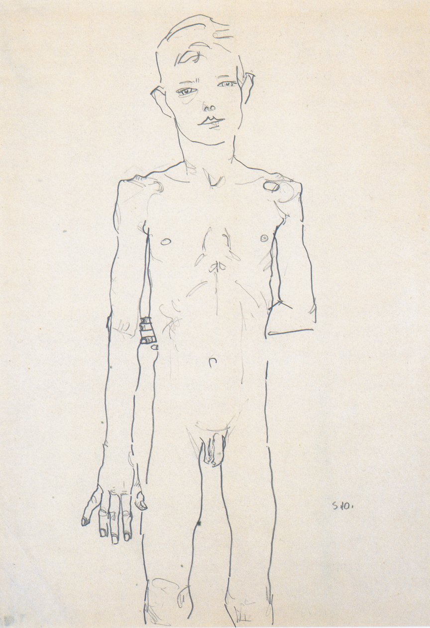 Nude of a Standing Boy by Egon Schiele
