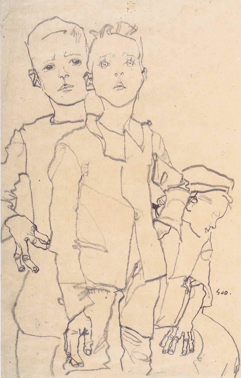 Three Street Boys by Egon Schiele