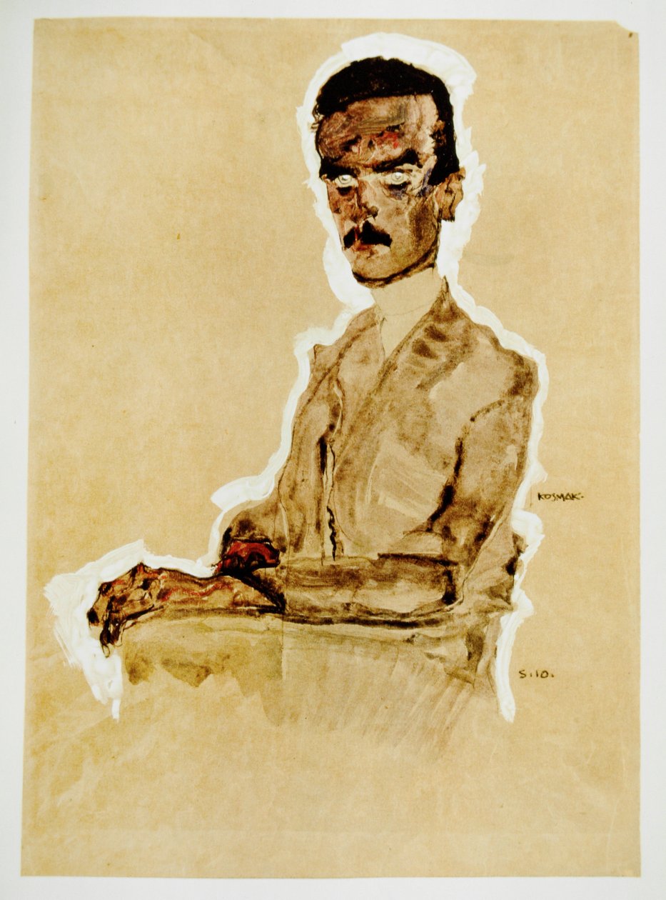 Portrait of Eduard Kosmack, Sitting by Egon Schiele