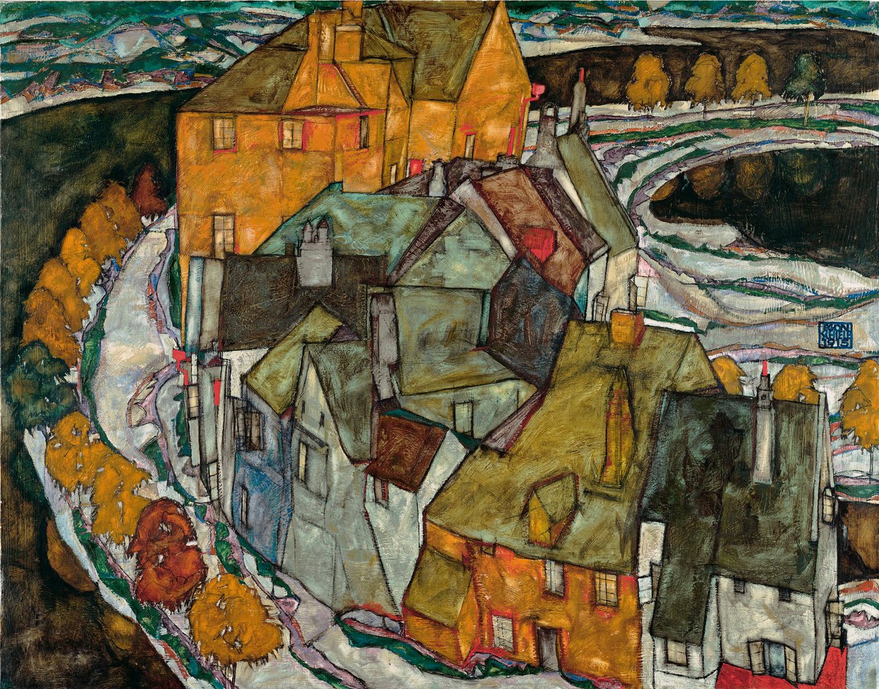 Crescent of Houses II (Island City) by Egon Schiele