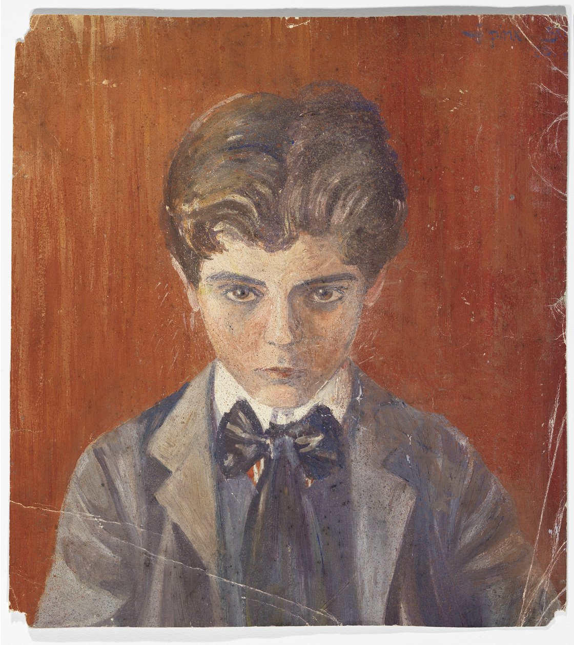Self-Portrait against Red Background by Egon Schiele