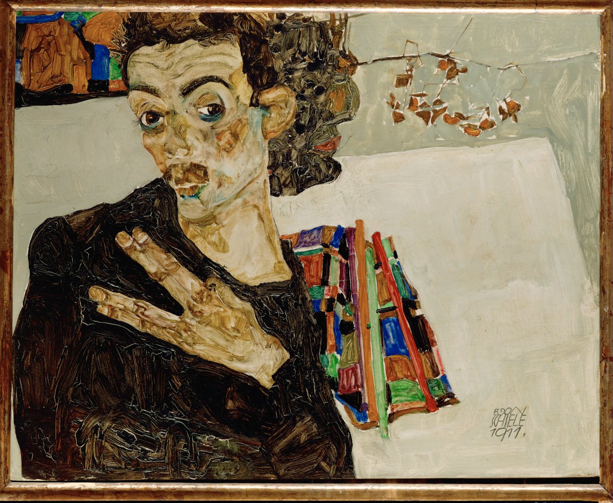 Self-Portrait with Spread Fingers by Egon Schiele