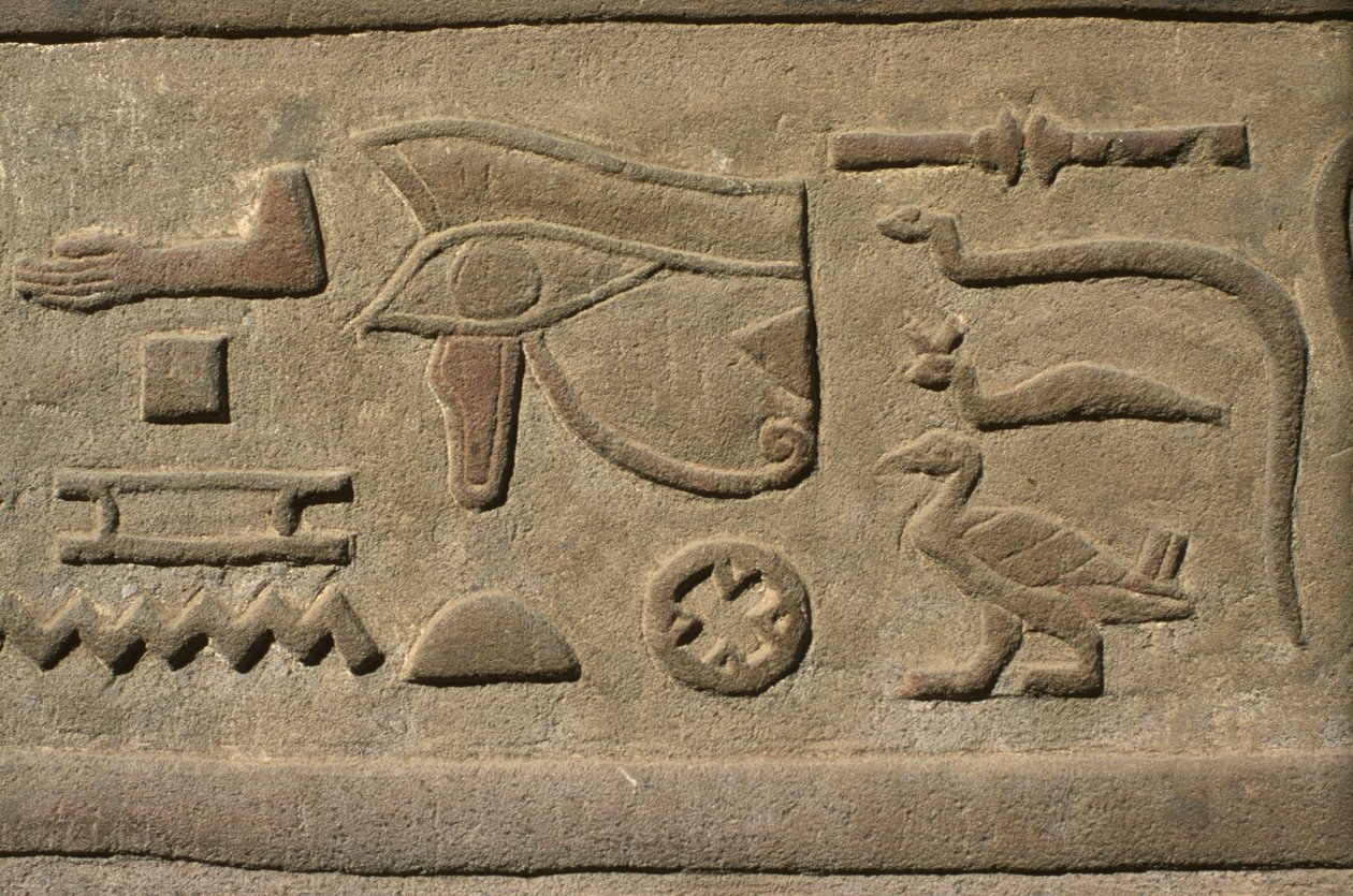 Detail of a relief, hieroglyphs by Egyptian: Fine art print
