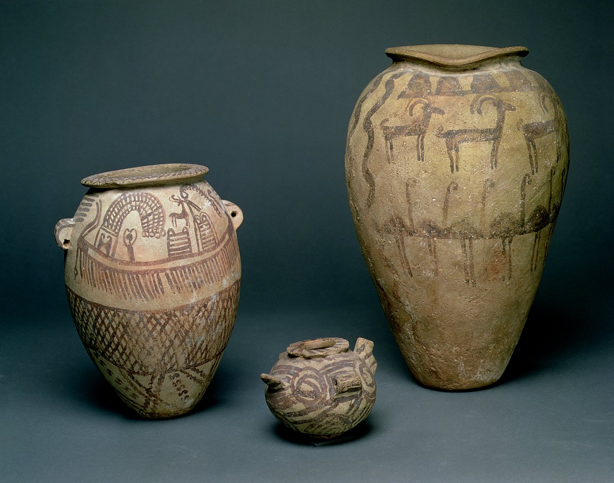 Vase decorated with various friezes of animals and geometric patterns, Egyptian, Naqada I Period and Naqada II Period by Egyptian
