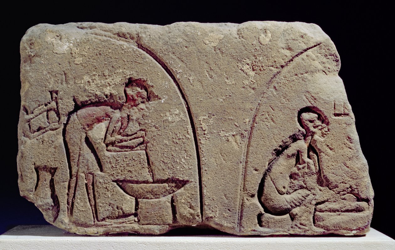 Relief of Food Preparation, Amarna, 14th century BC by Egyptian 18th Dynasty