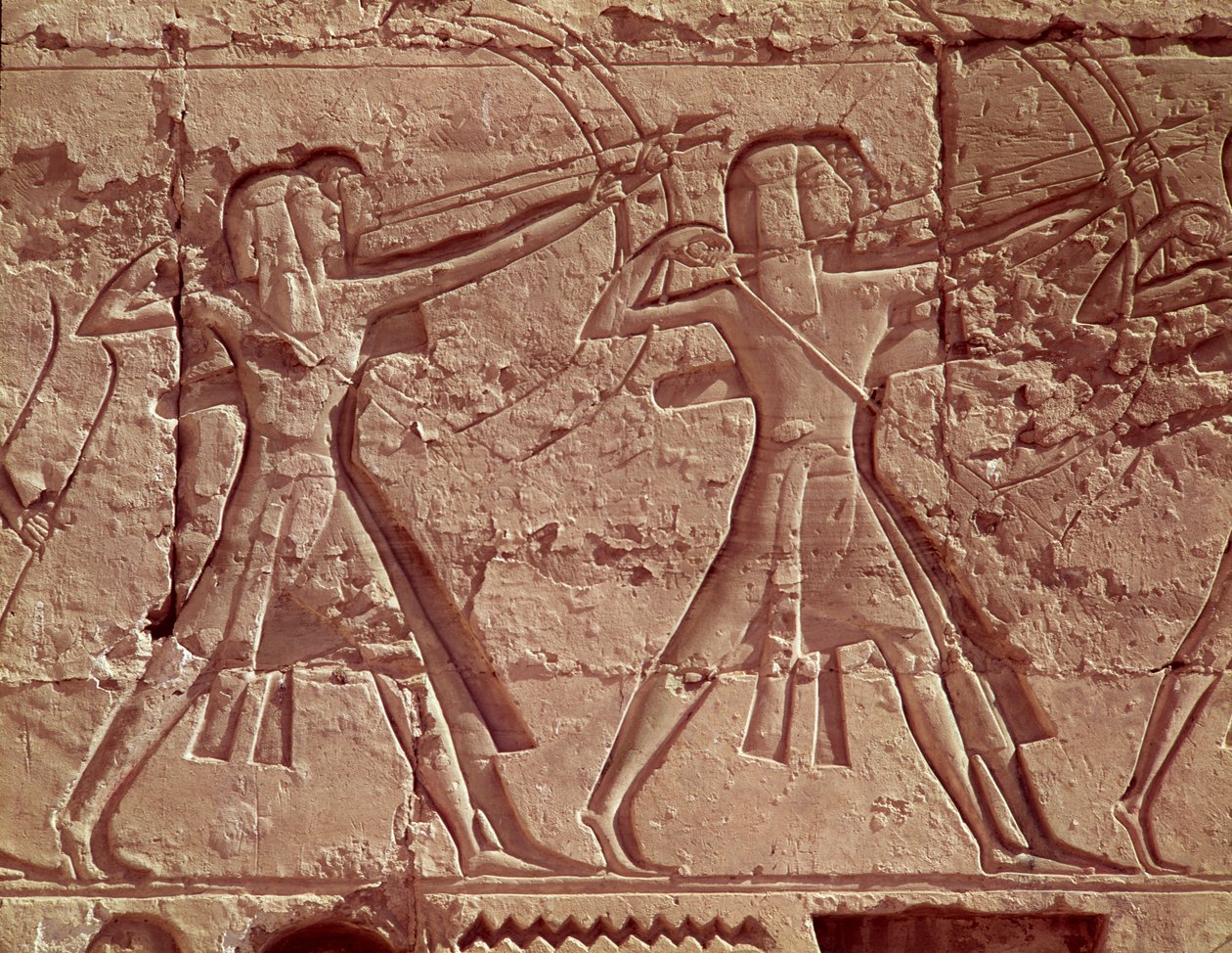 Archers, detail from the hunt of Ramesses III by Egyptian 20th Dynasty