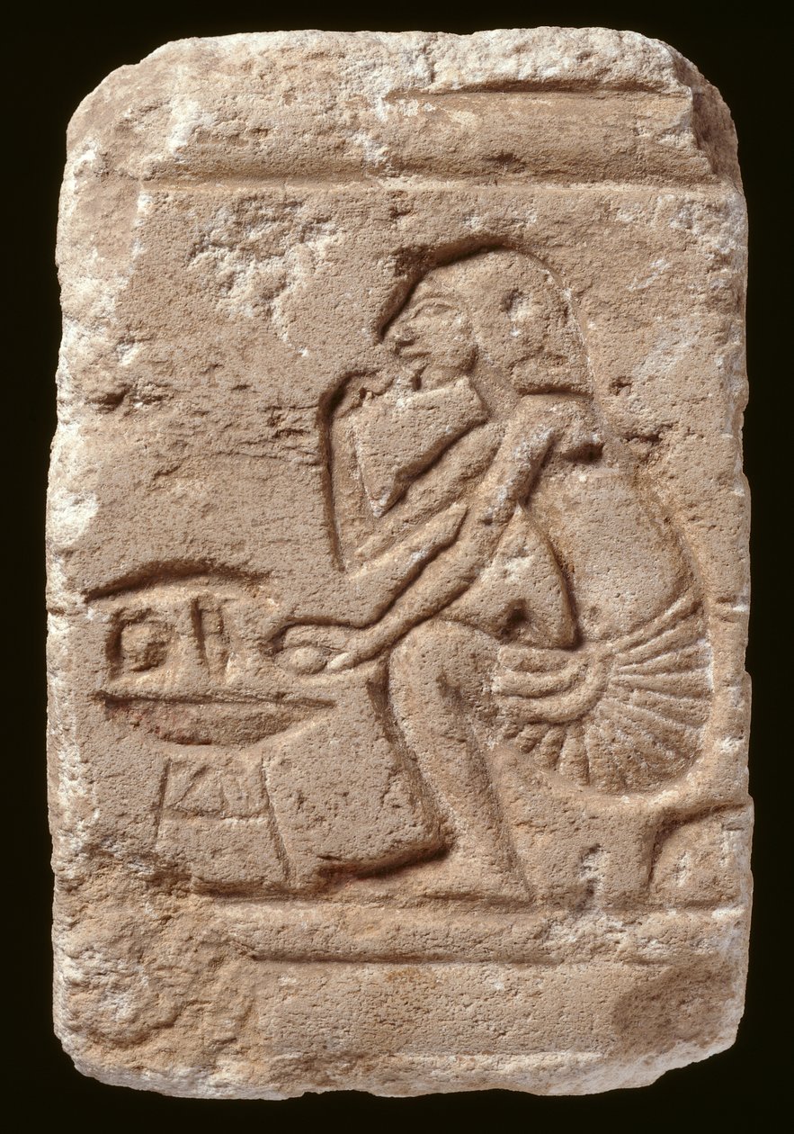 Relief of a man seated beside a table, Amarna Period by Egyptian