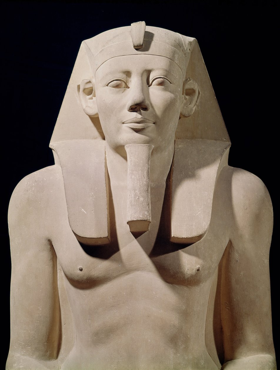 Seated statue of Sesostris I, originally from the Mortuary Temple of Sesostris I at al-Lisht (detail) by Egyptian 12th Dynasty