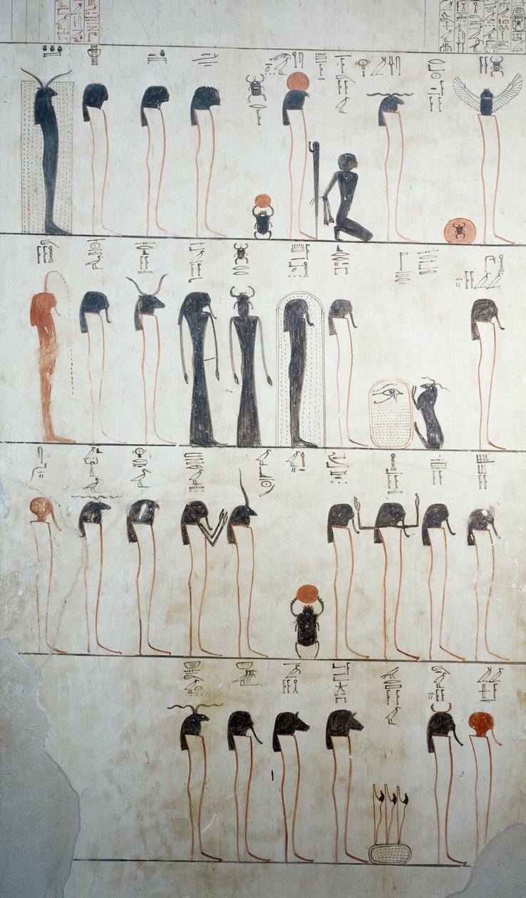 Depiction of Litany of Ra, (detail) of frescoes in burial chamber of Tomb of Tuthmosis III, Valley of Kings, Luxor, Thebes by Egyptian 18th Dynasty
