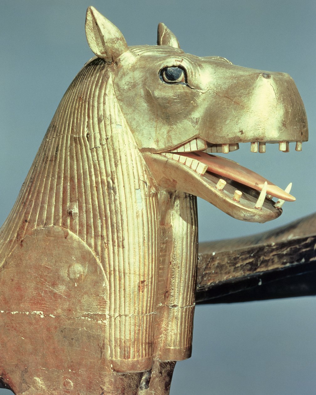 Funerary bedhead in the form of the goddess Tueris, from the tomb of Tutankhamun by Egyptian 18th Dynasty