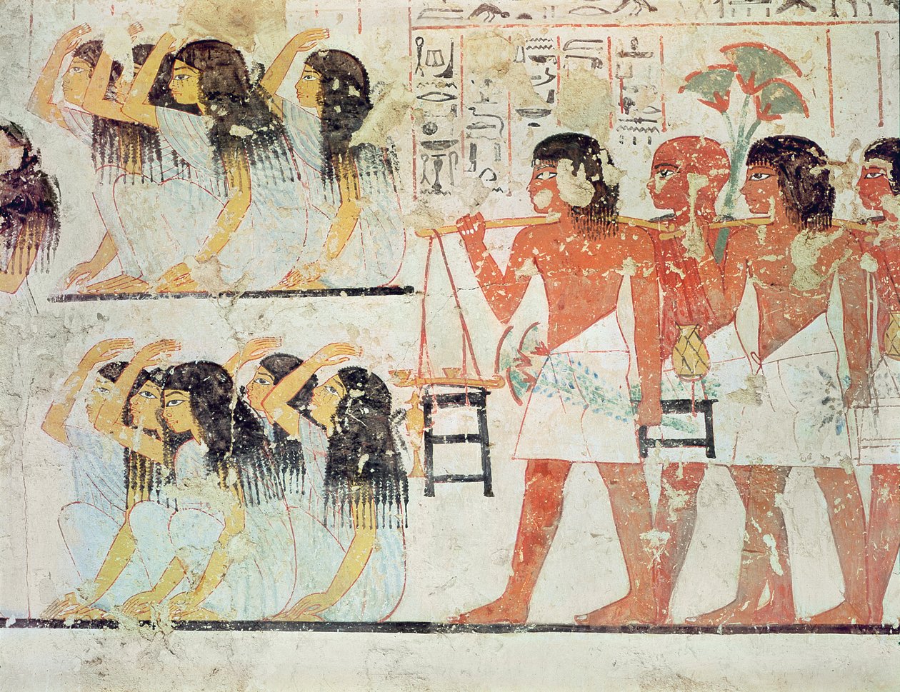 Group of mourners in the funeral procession of Ramose, from the Tomb Chapel of Ramose, New Kingdom by Egyptian 18th Dynasty