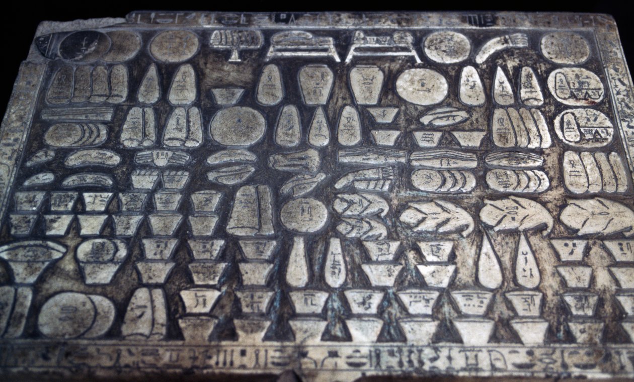 Offerings table, Egyptian civilization, New Kingdom, Dynasty XVIII (detail) by Egyptian 18th Dynasty