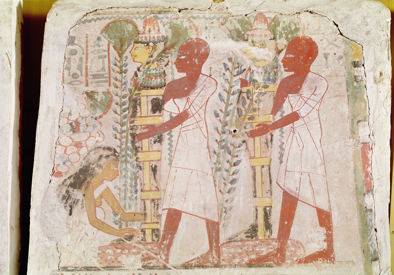 Preparation of two mummies for the purification ceremony, from the tomb ...